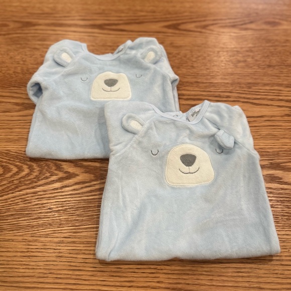 Sterling Baby Boy’s Blue Bear Footies Bundle of 2 Size Newborn Matching Twins - Picture 1 of 5